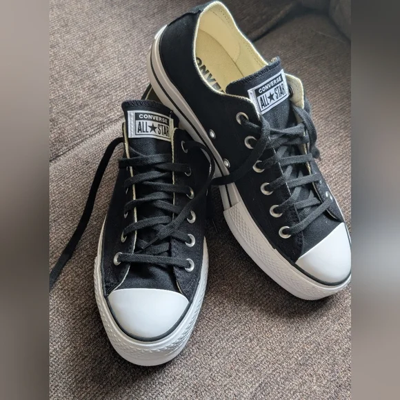 Converse Platform Black and White Classic Canvas Sneakers - Picture 7 of 11